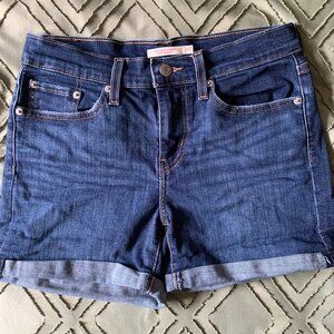 LEVI'S Mid Length Women's Shorts - DARK WASH